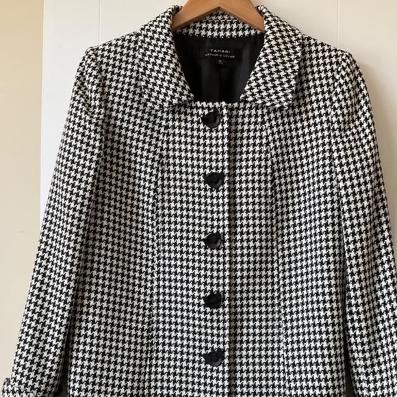 TAHARI Arthur Levine Houndstooth Jacket Coat - Picture 1 of 5